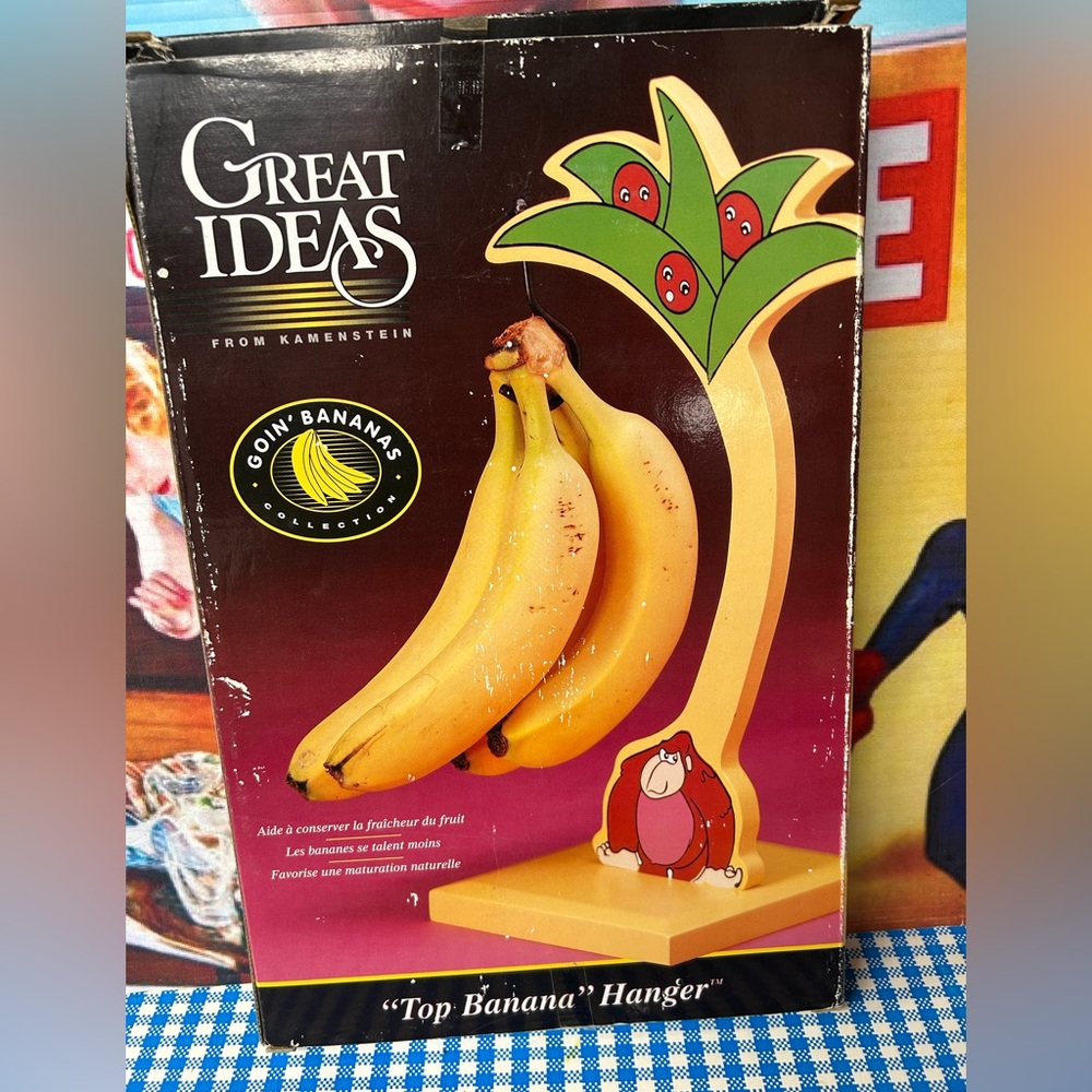 Vintage 1990’s “top banana” hanger holder monkey tree gorilla kitschy Kamenstein